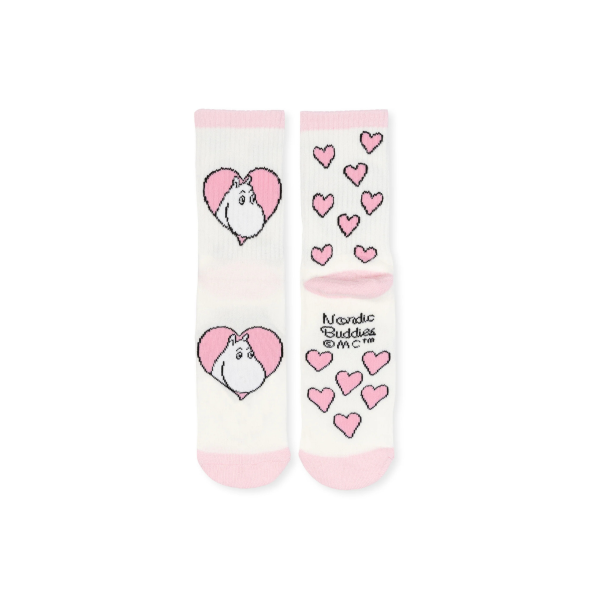 Múmínsokkar 36-42 Retro Love White/L.Pink - Image 2